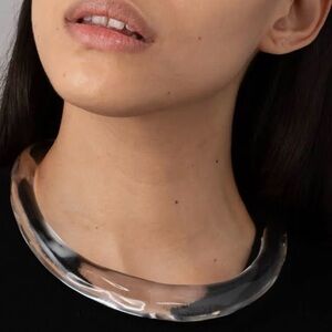 Alexis Bittar Lucite Hinge Collar Necklace –Clear Sculptural Statement Editorial